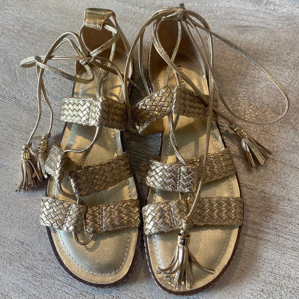 Michael Kors Gold Gladiator Sandals Size 8